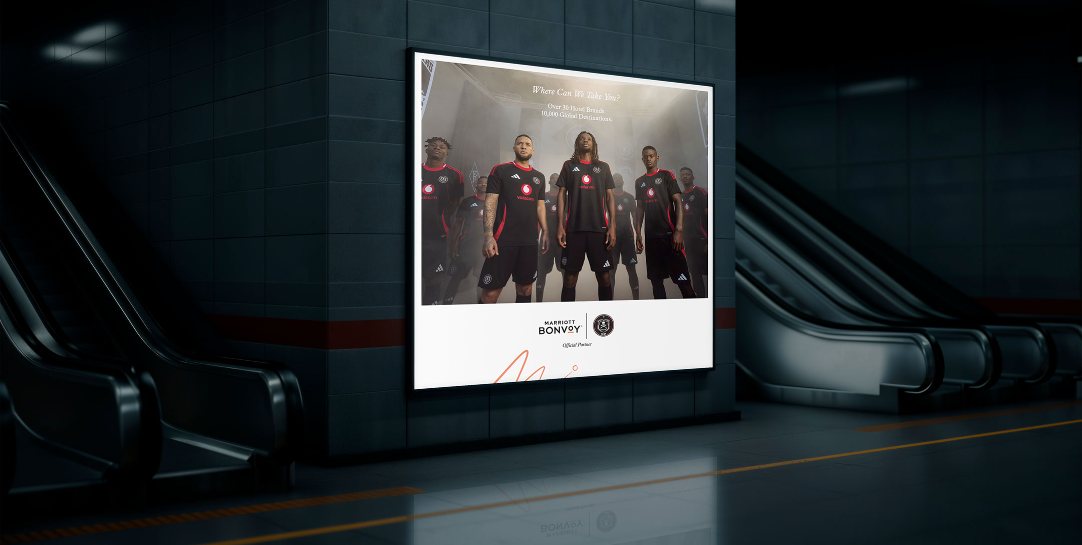 Marriott Bonvoy and Orlando Pirates partnership event creative for Chaos Theory, by Druff Agency