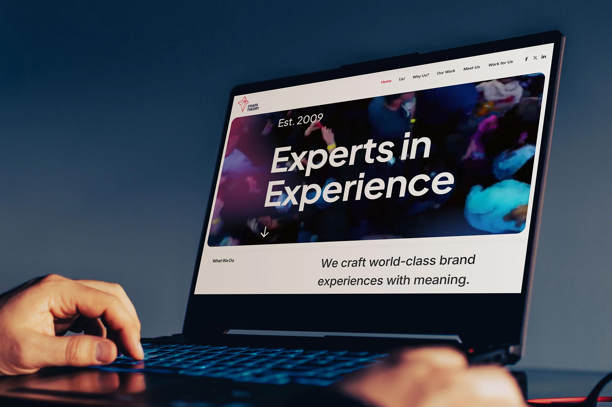 Website on a laptop for Chaos Theory, by Druff Agency
