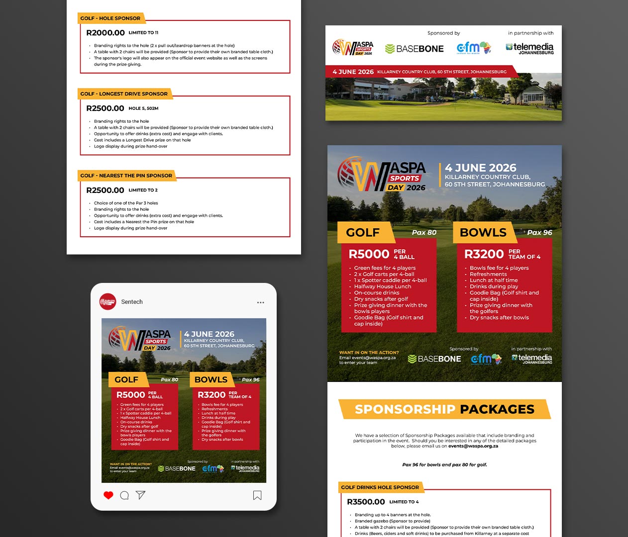 WASPA Sports Day 2026 sponsorship mailer on a tablet for Interlock Events, by Druff Agency