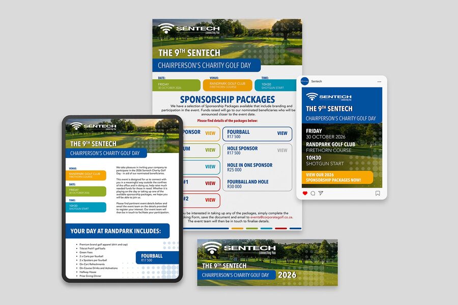 Sentech Chairperson&rsquo;s Charity Golf Day mailer for Smarsh, by Druff Agency